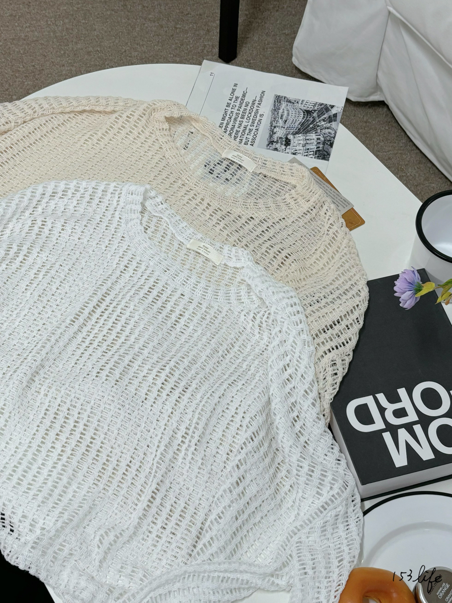 |現貨|🇰🇷針織洞洞寬鬆上衣(白.杏)