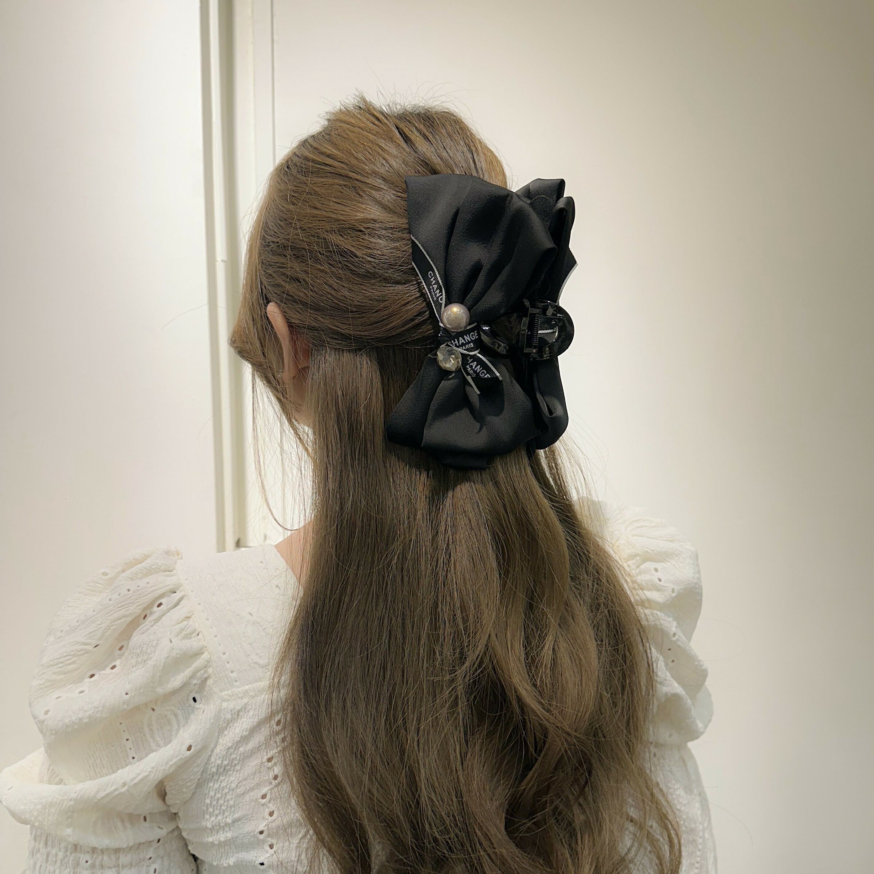 G15珍珠鑽緞帶蝴蝶結鯊魚夾