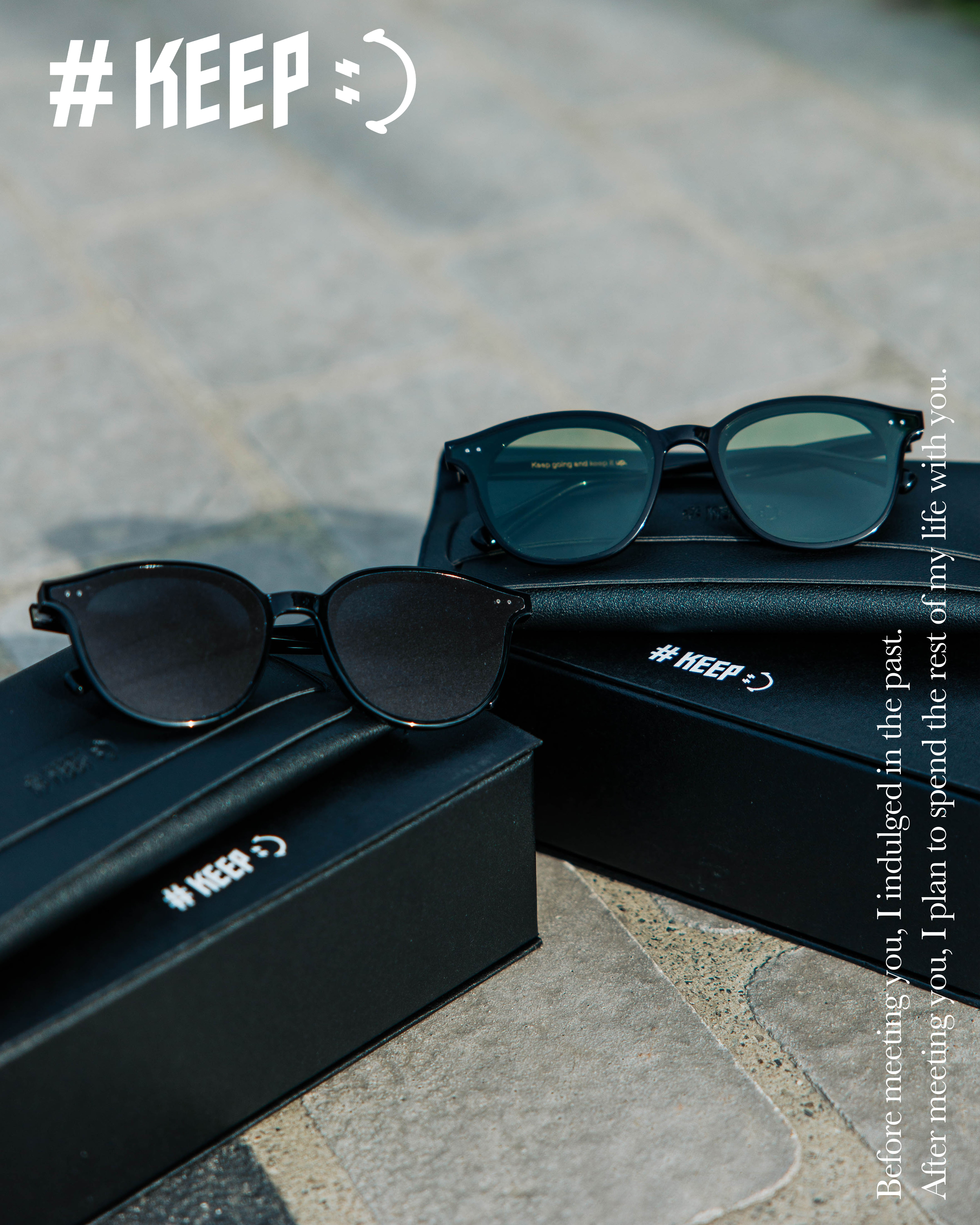 KEEP GLASSES墨鏡 黑色 綠色 標語 閃電 經典 復古 波士頓圓框 高規板材 太陽眼鏡 【KS181-BK】【KS181-GN】