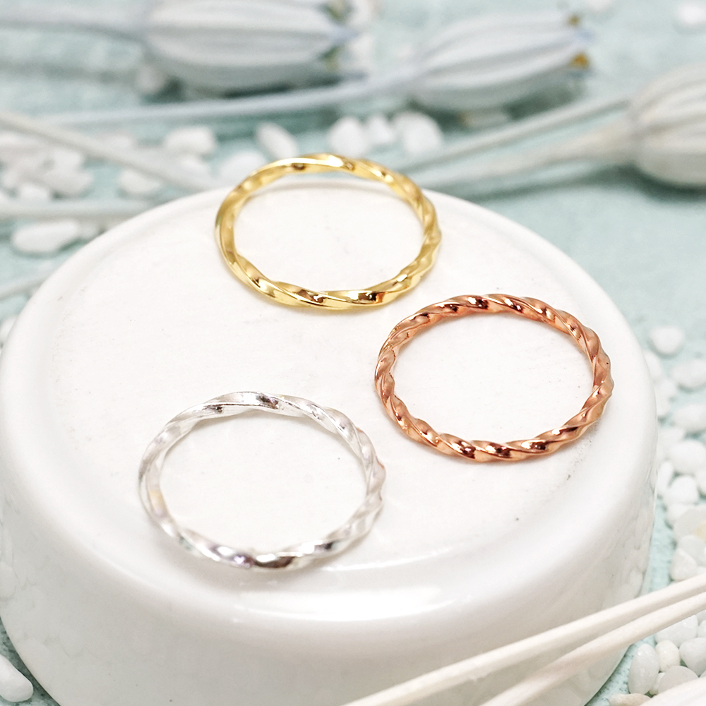 純銀方扭戒指 手工純銀線戒 尾戒