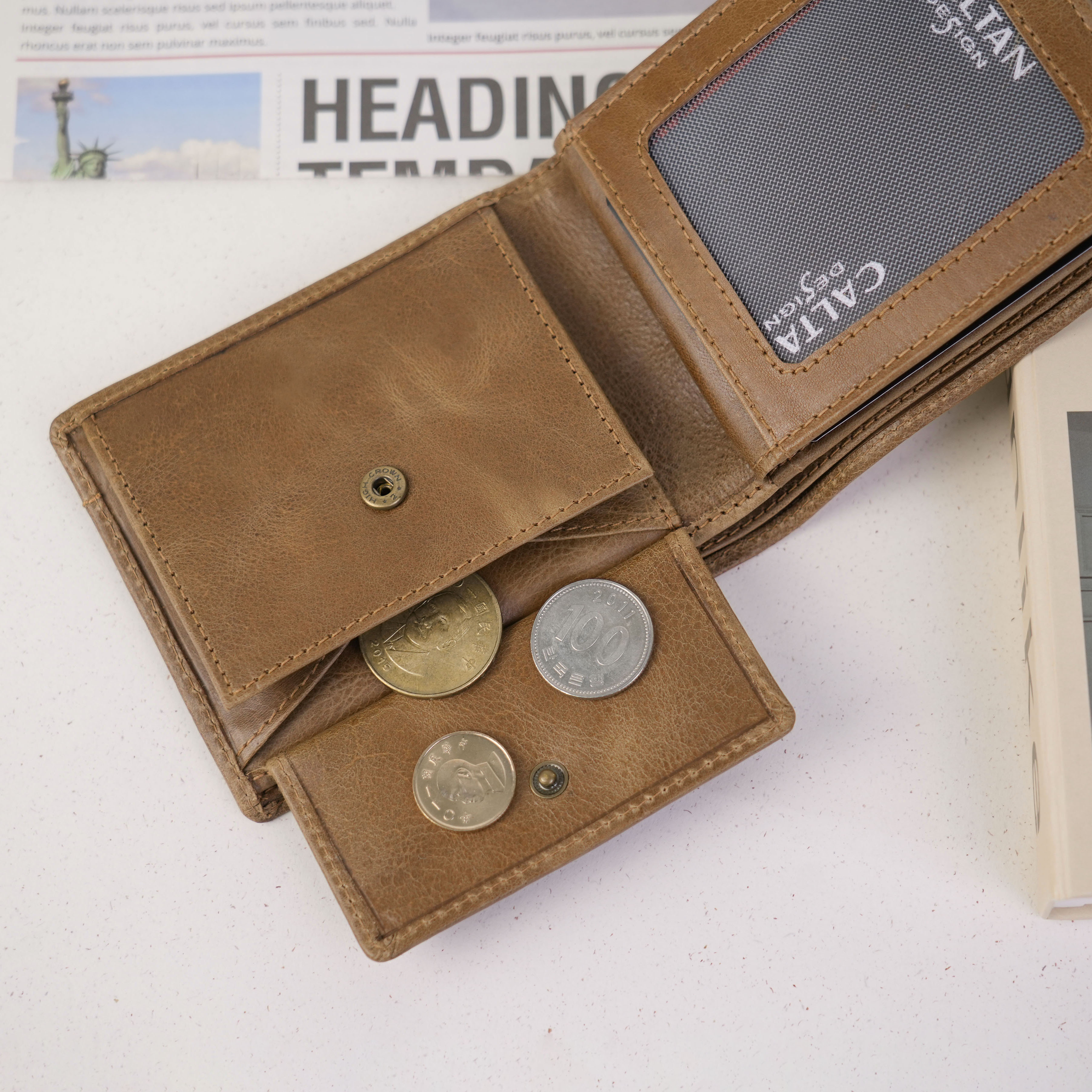 『新品上市』老爺有喜  真皮三頁式零錢包短夾(075137lt)