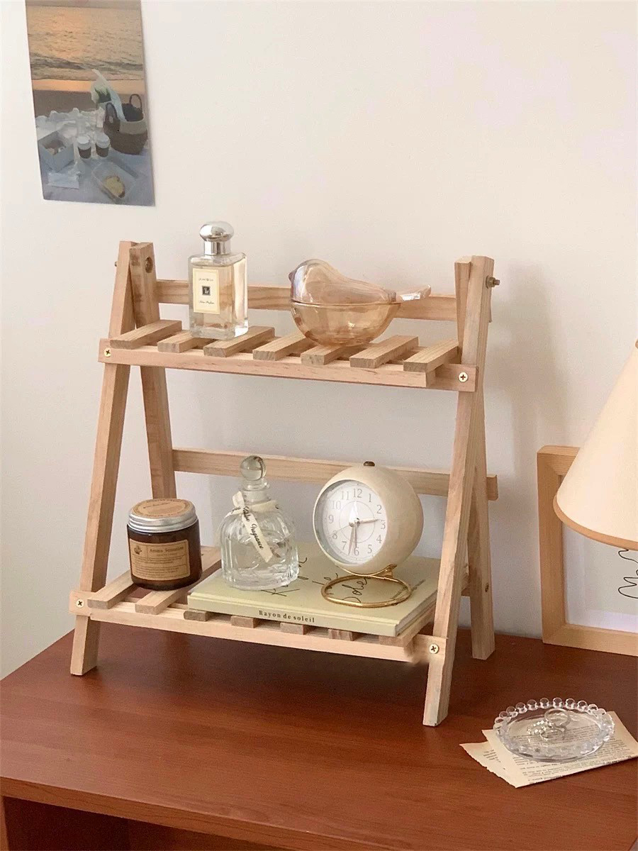 ins風雙層木架展示架擺件