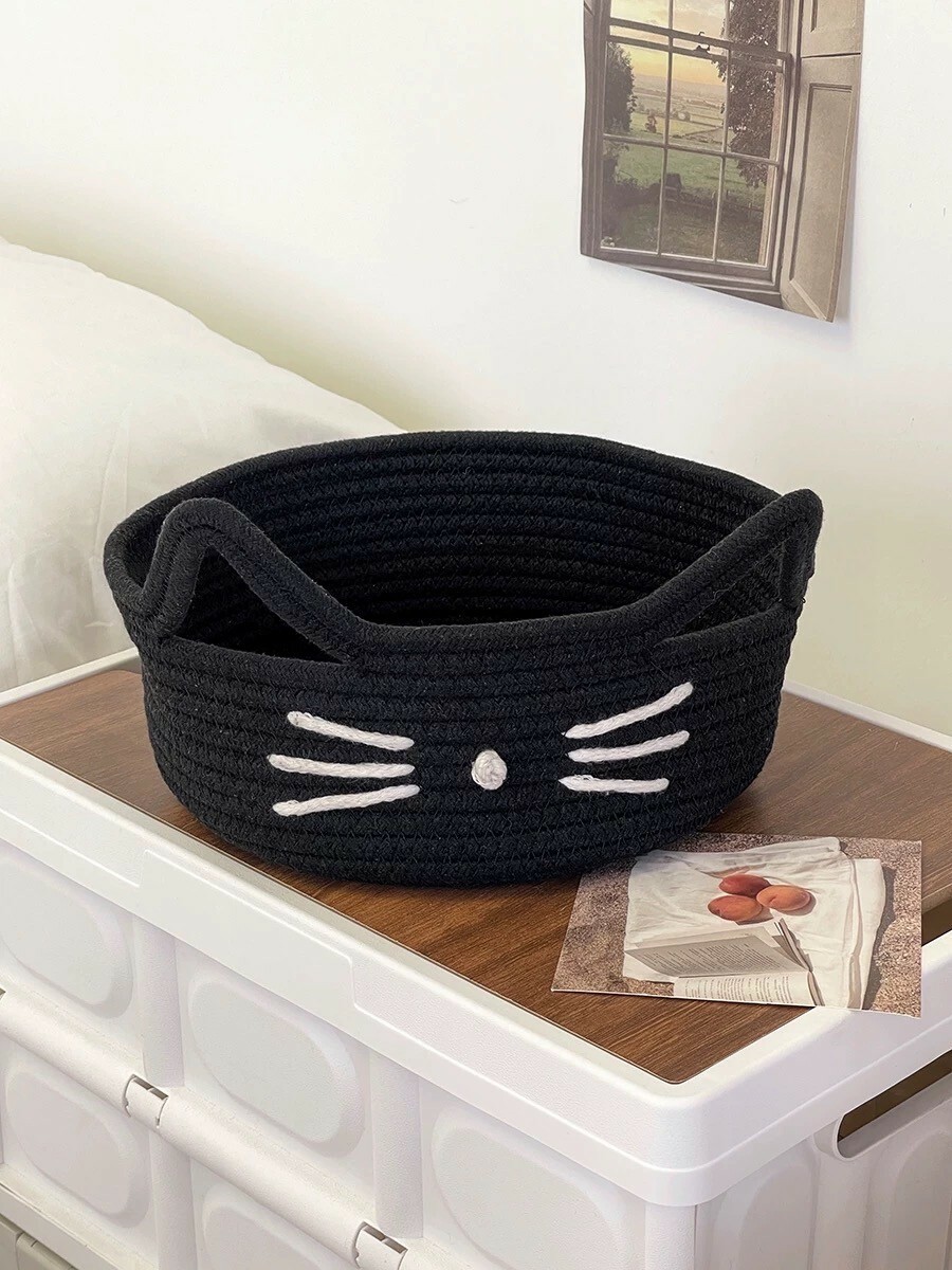 手工編織小貓咪鬍鬚擺件收納籃 / 2色