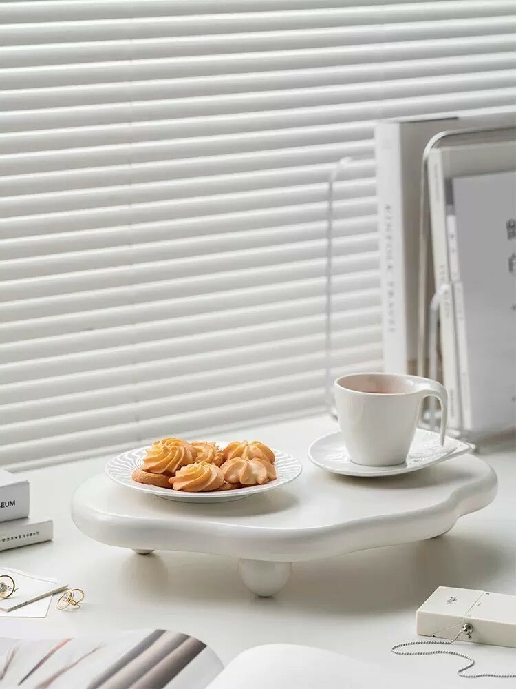 不規則雲朵造型陶瓷擺件收納盤 / 2色