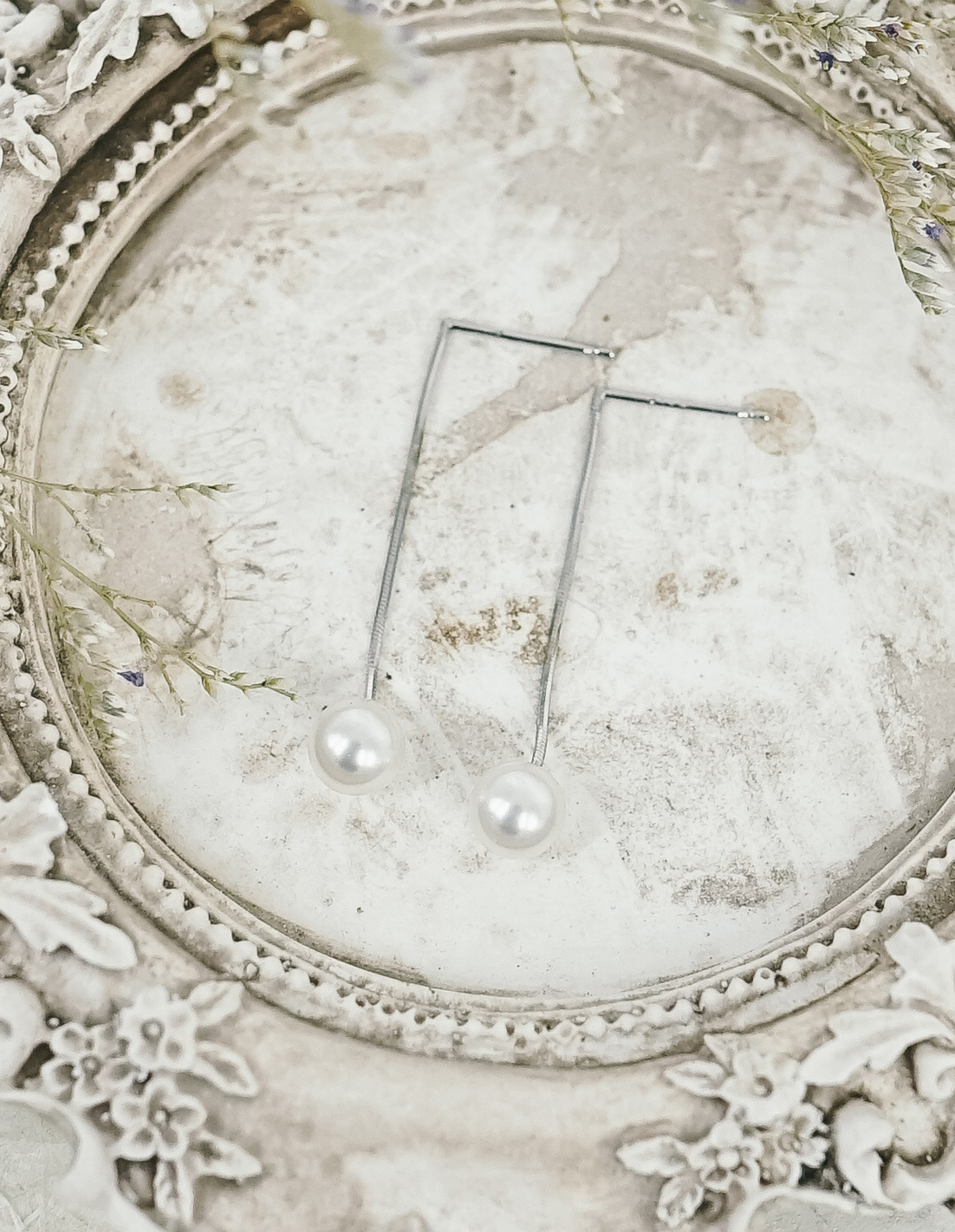 925 純銀蛇鍊珍珠耳環