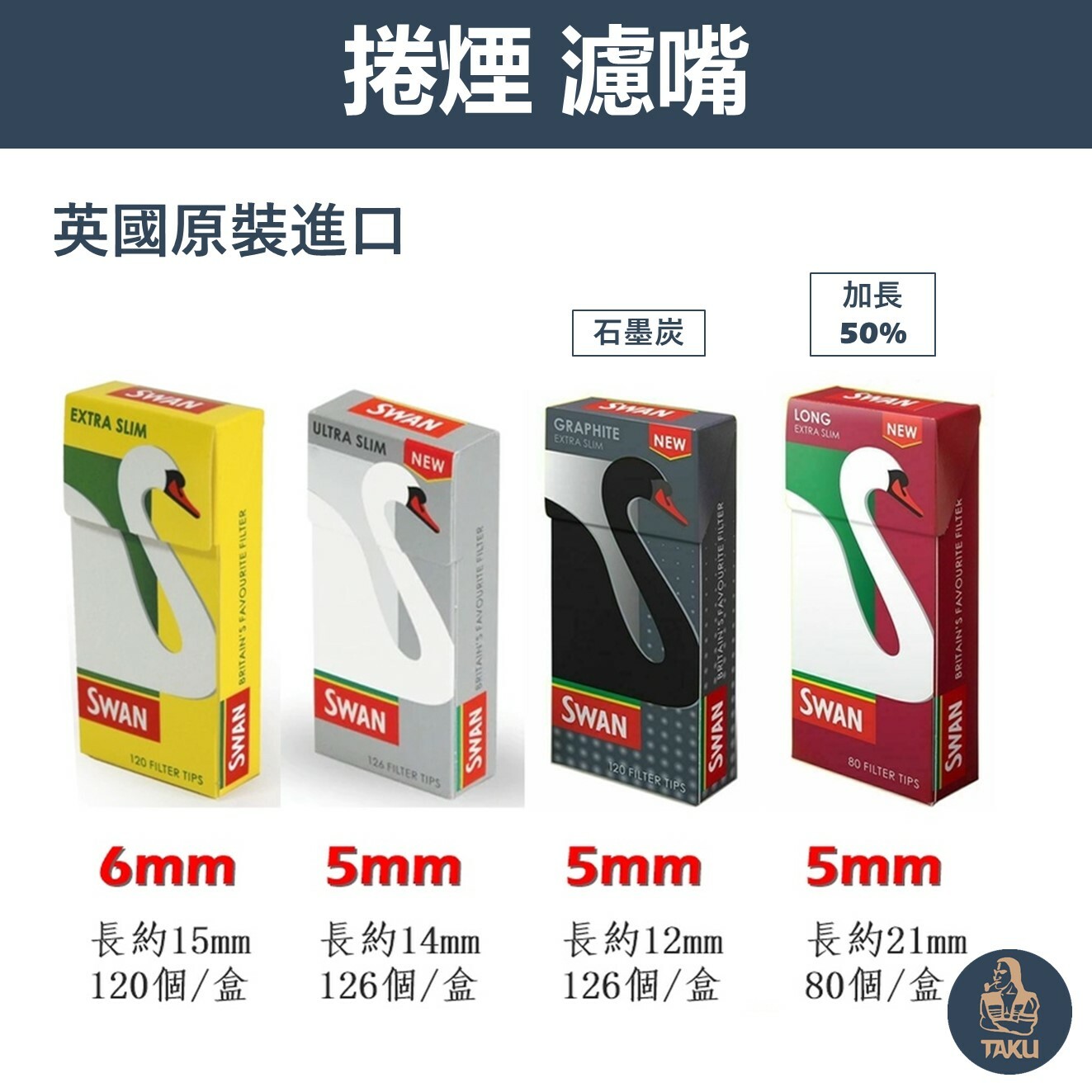 【SWAN】英國原裝進口、5mm/6mm、過濾海綿/濾嘴/菸嘴/煙嘴 #12mm/14mm/15mm/21mm/加長
