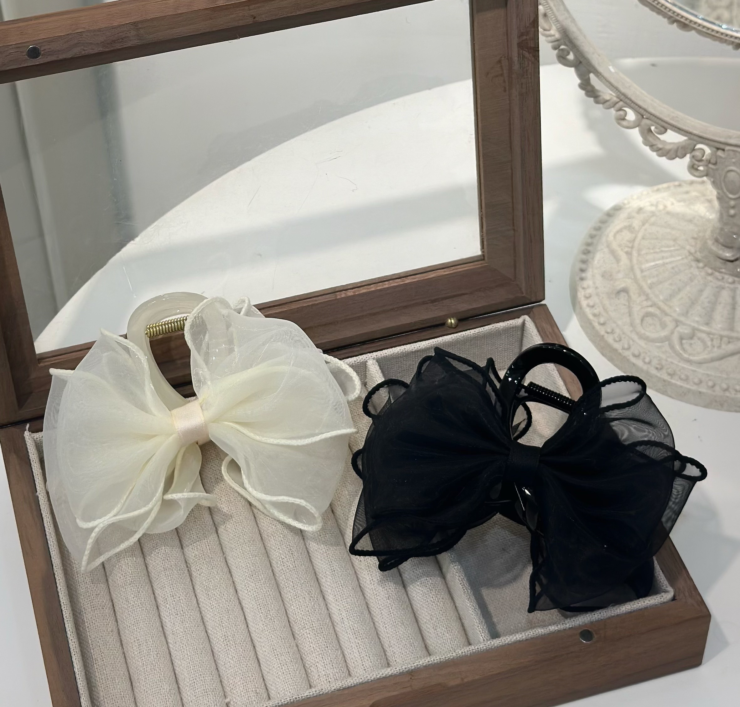 G03素面網紗半頭鯊魚夾