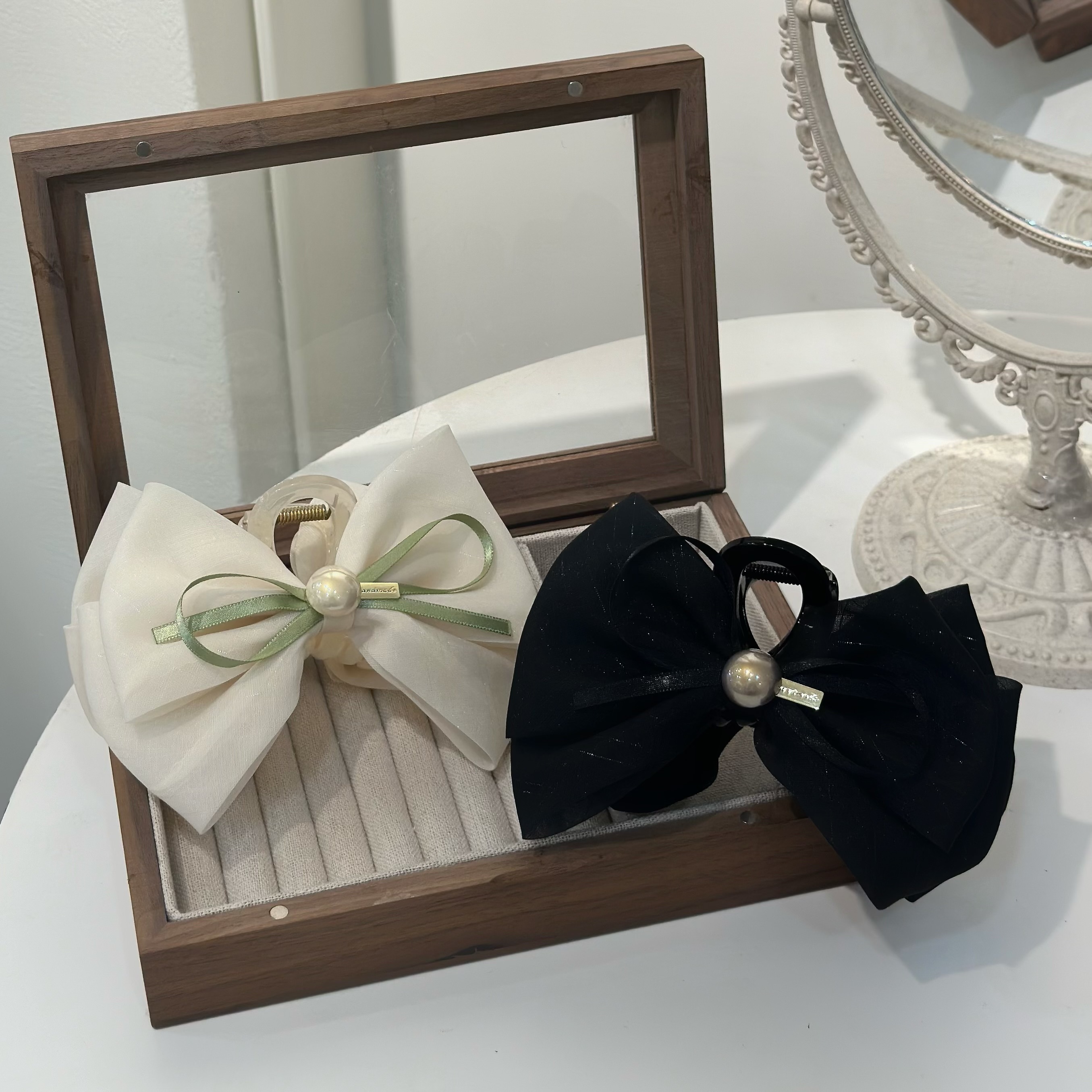 G05珍珠金標蝴蝶結鯊魚夾