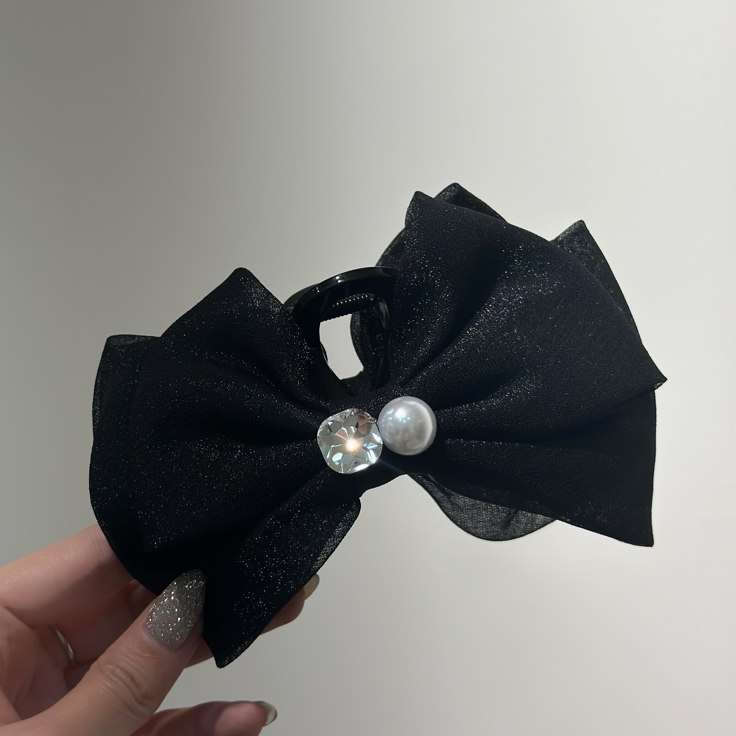 G06珍珠水鑽蝴蝶結鯊魚夾