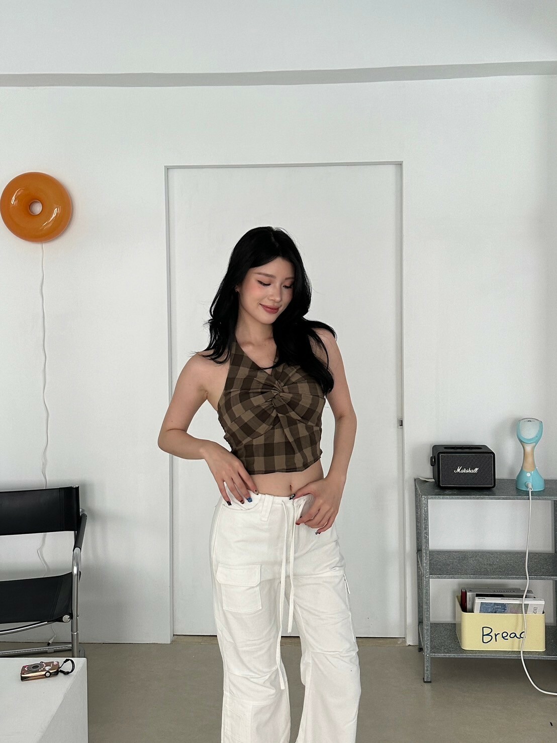 #廣州連線✈️ 浪漫大小姐 格紋扭結掛脖 （現貨）