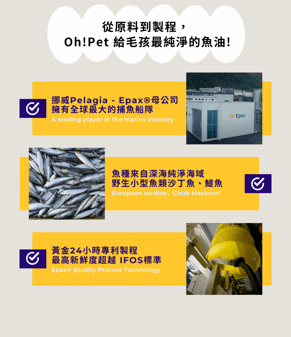 從原料到製程打造最頂級寵物魚油