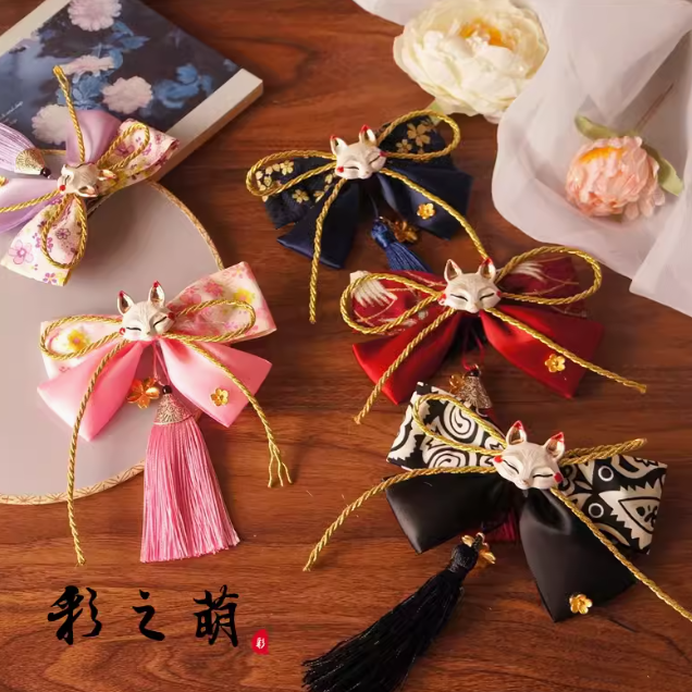 Japanese Style Fox Ribbon Tassel Hair Clip