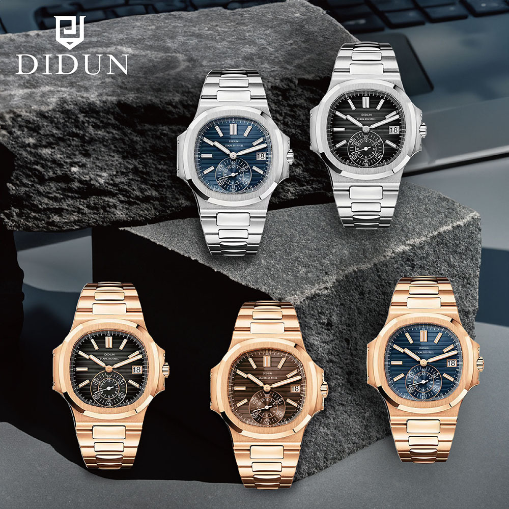 【DIDUN 迪頓】Nautilus 鸚鵡螺系列 石英兩針半款 日期顯示 夜光指針 不鏽鋼手錶 英國品牌