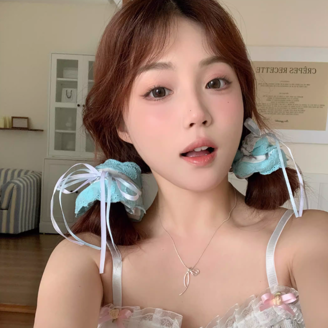 [2 FOR RM10] Light Blue Lace Ribbon Scrunchie