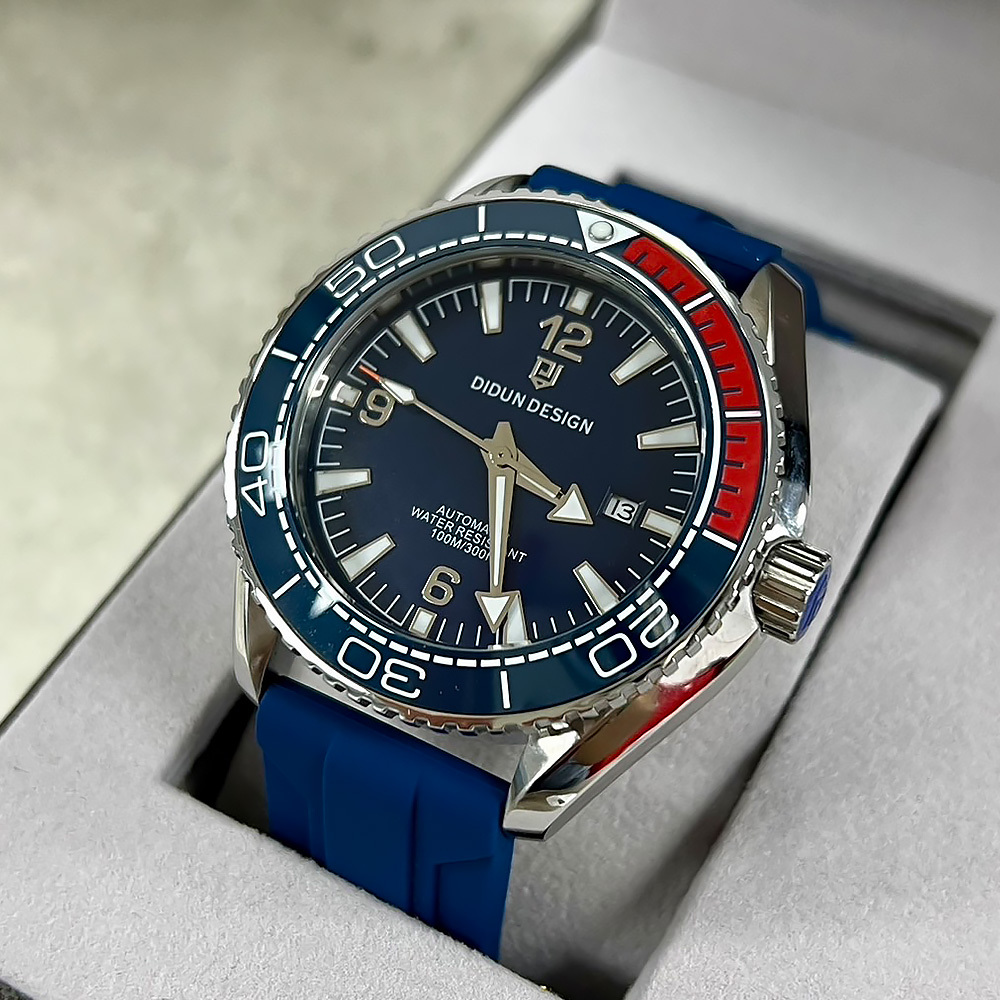 【DIDUN 迪頓】DDN-023 英國 水鬼 可樂圈 優雅流暢 時尚潮流 日期 鏤空 夜光指針刻度 矽膠 機械錶 手錶