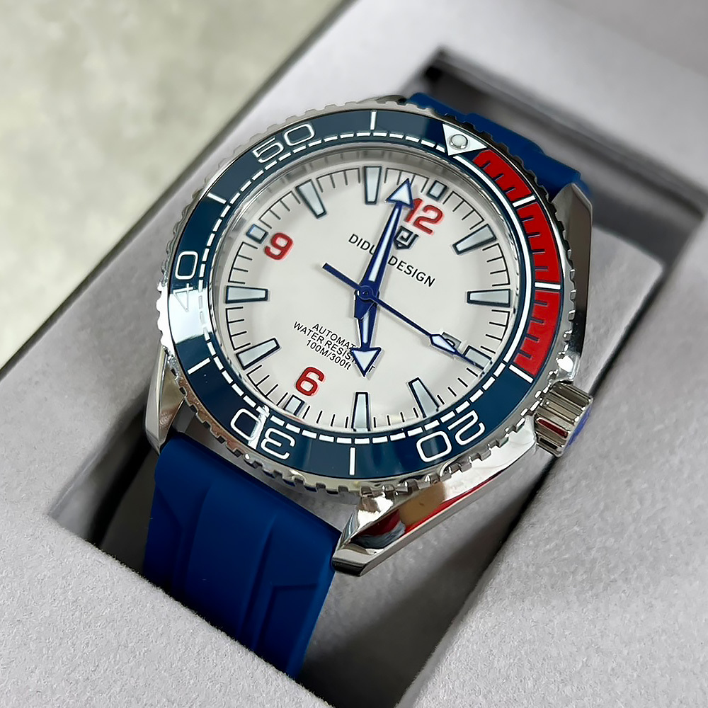 【DIDUN 迪頓】DDN-023 英國 水鬼 可樂圈 優雅流暢 時尚潮流 日期 鏤空 夜光指針刻度 矽膠 機械錶 手錶