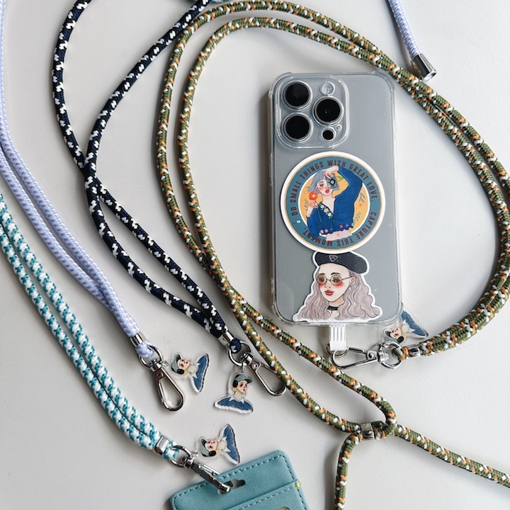 貝雷帽女孩 手機揹帶 手機掛繩 附夾片 甜蜜生活手機繩｜甜蜜生活