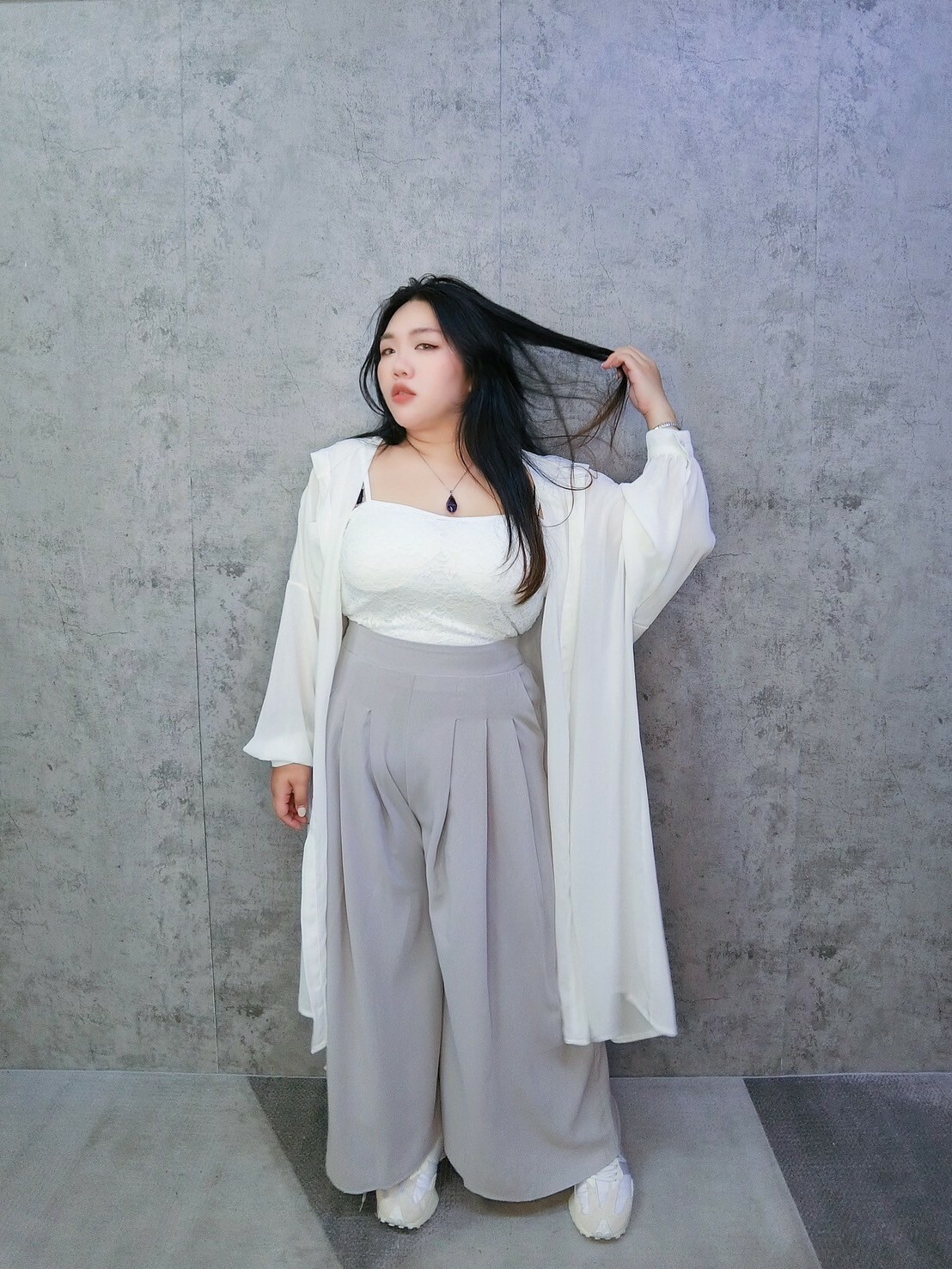 雪紡連帽長罩衫