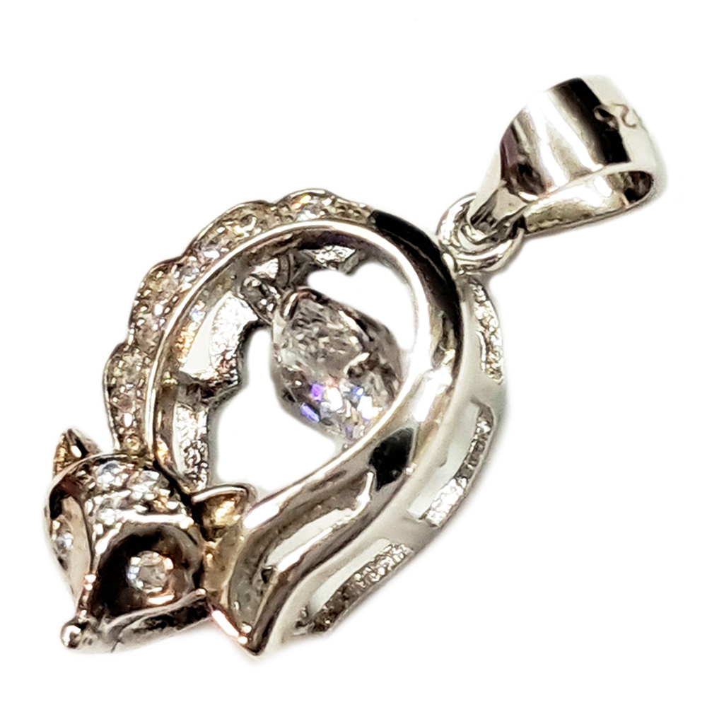 靈動狐狸鑲鋯石 s925纯银墜飾【十方】149197