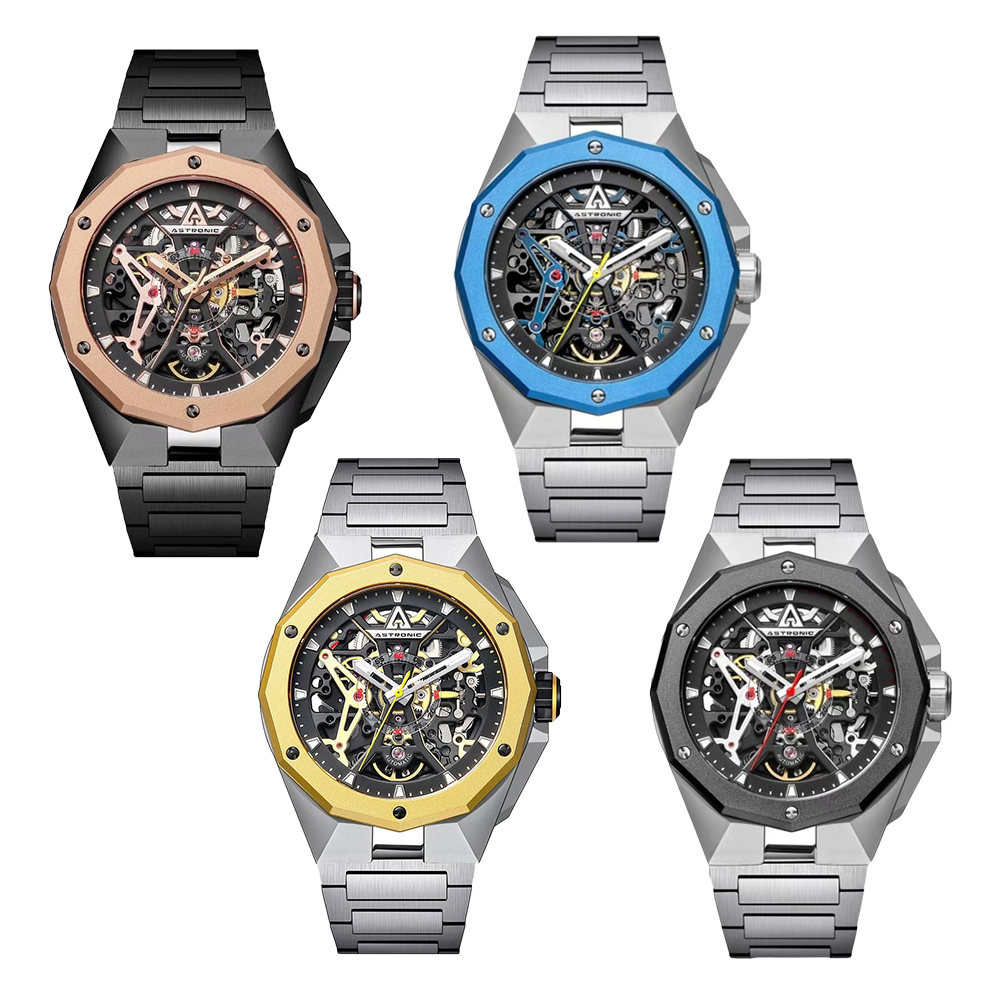 【ASTRONIC 天文】Astronic Apache系列 AS-AVE-64B 21顆寶石軸承 夜光 自動鏤空機芯 防指紋 機械錶