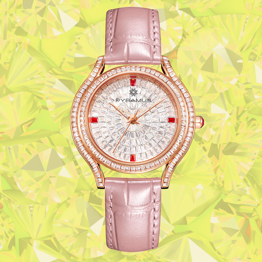 (預購)【PYRAMUS 帕爾麥斯】Polaris Lover 閃耀晶鑽水晶鑲嵌義大利小牛皮石英腕錶