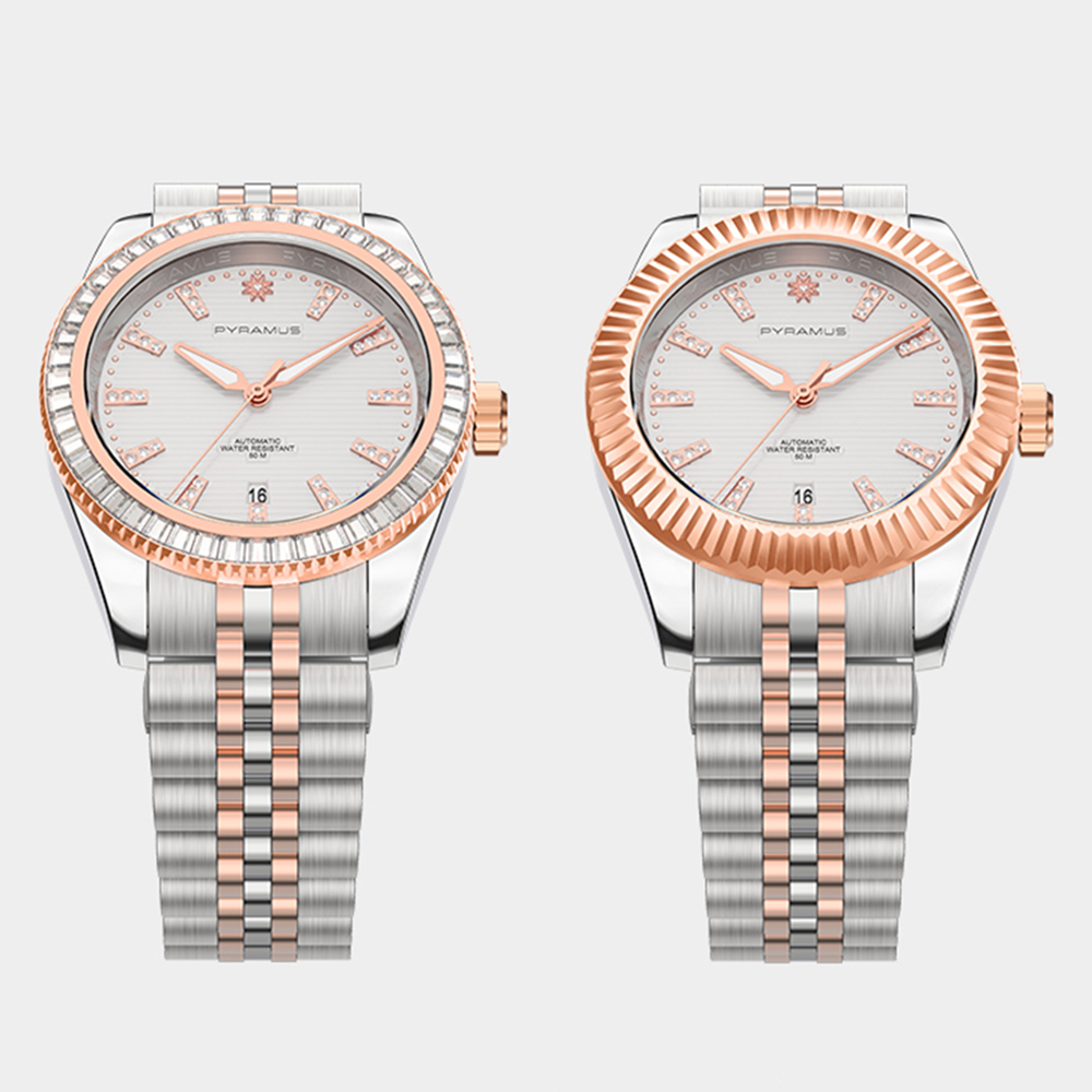 【PYRAMUS 帕爾麥斯】Twin Master 雙錶圈晶鑽鑲嵌機械夜光腕錶