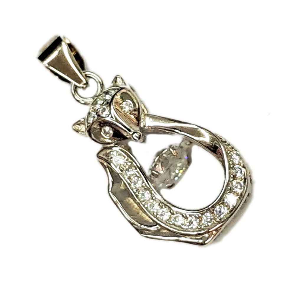 靈動狐狸鑲鋯石 s925纯银墜飾【十方】149198