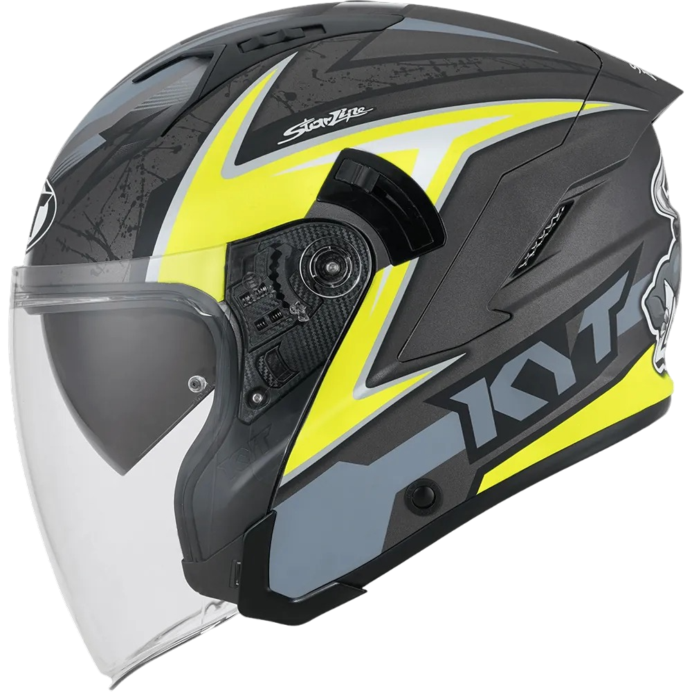 KYT NF-J #19黃 選手彩繪 消光 內墨片帽款 3/4帽款