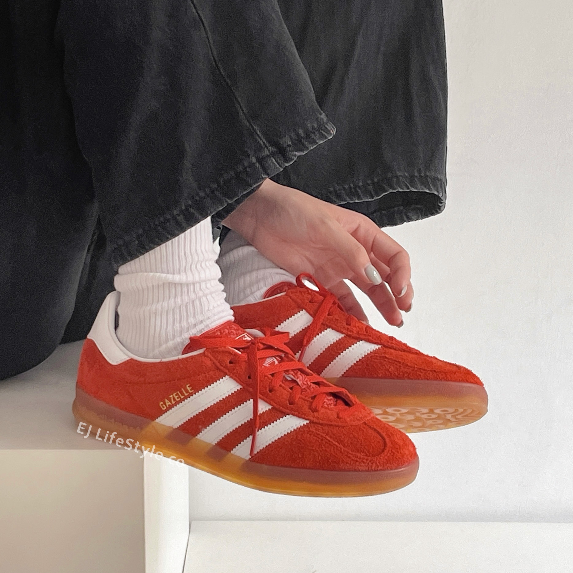 ADIDAS GAZELLE INDOOR 橘紅 焦糖底 麂皮 女鞋 HQ8718 / 現貨