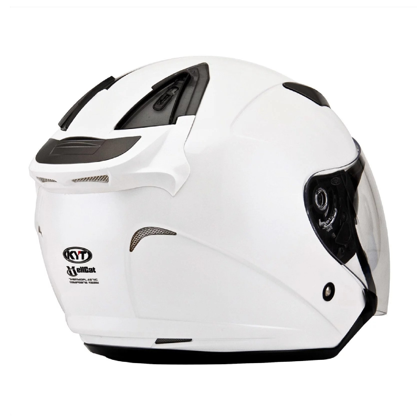 KYT DJ 亮光白  素色 內墨片帽款 3/4帽款