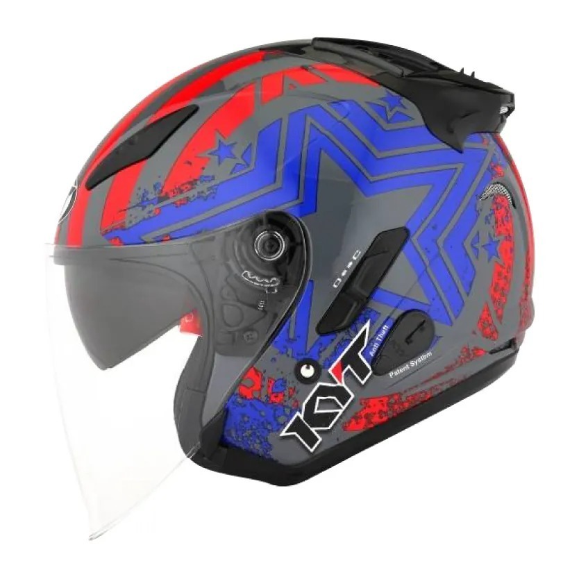 KYT DJ #S2灰 彩繪 亮光 內墨片帽款 3/4帽款