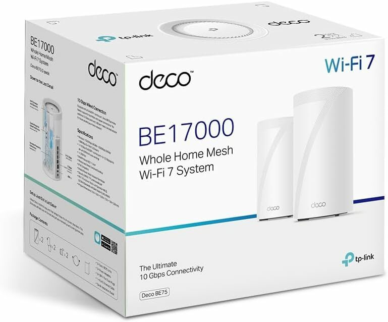 TP-Link Deco BE17000 Tri-Band WiFi 7 Mesh System (Deco BE75)  (2 Pack)