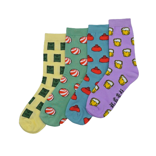 祝君安好 香港特式系列 - 襪子| 西瓜波 街市紅膠燈 燒賣 舊信箱 四款可選| 香港原素 穿搭必備 | 香港設計