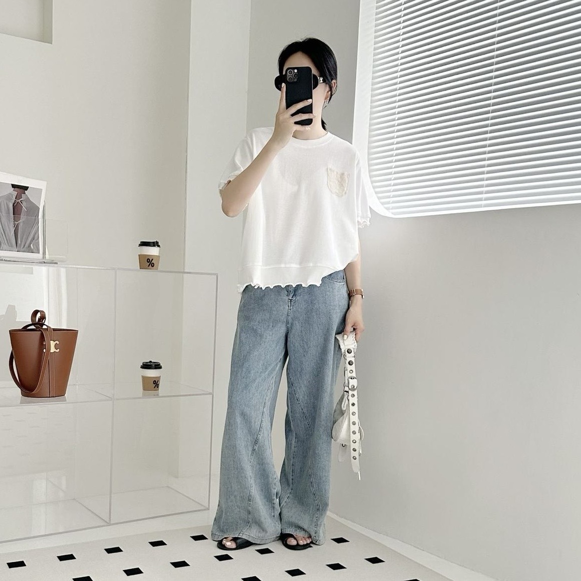 【BONNIE】胸Lace袋波浪邊短袖TOP (E172)