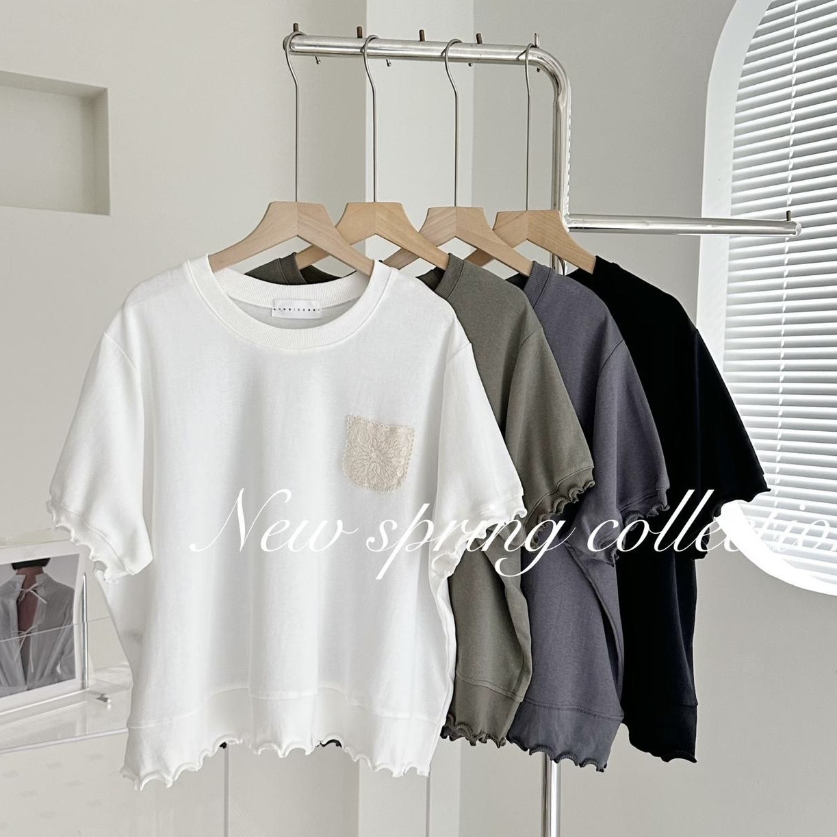 【BONNIE】8.19 胸Lace袋波浪邊短袖TOP