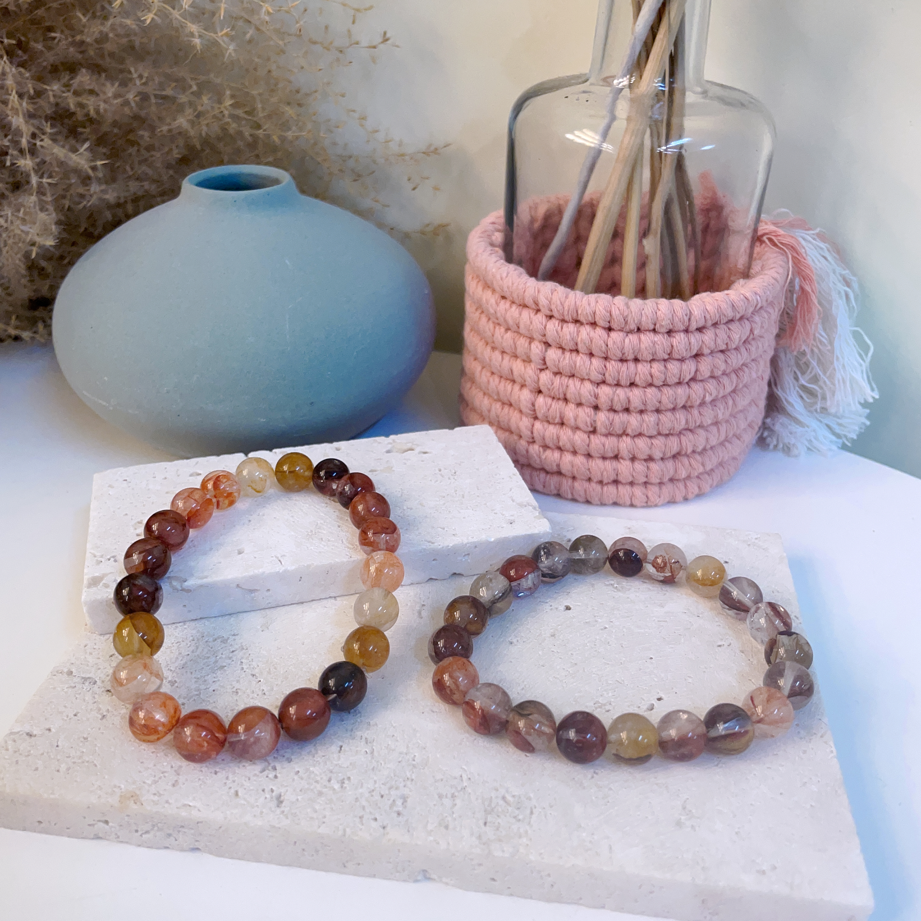 💛$120@2 濃色楓樹膠花手串 8+/9+mm