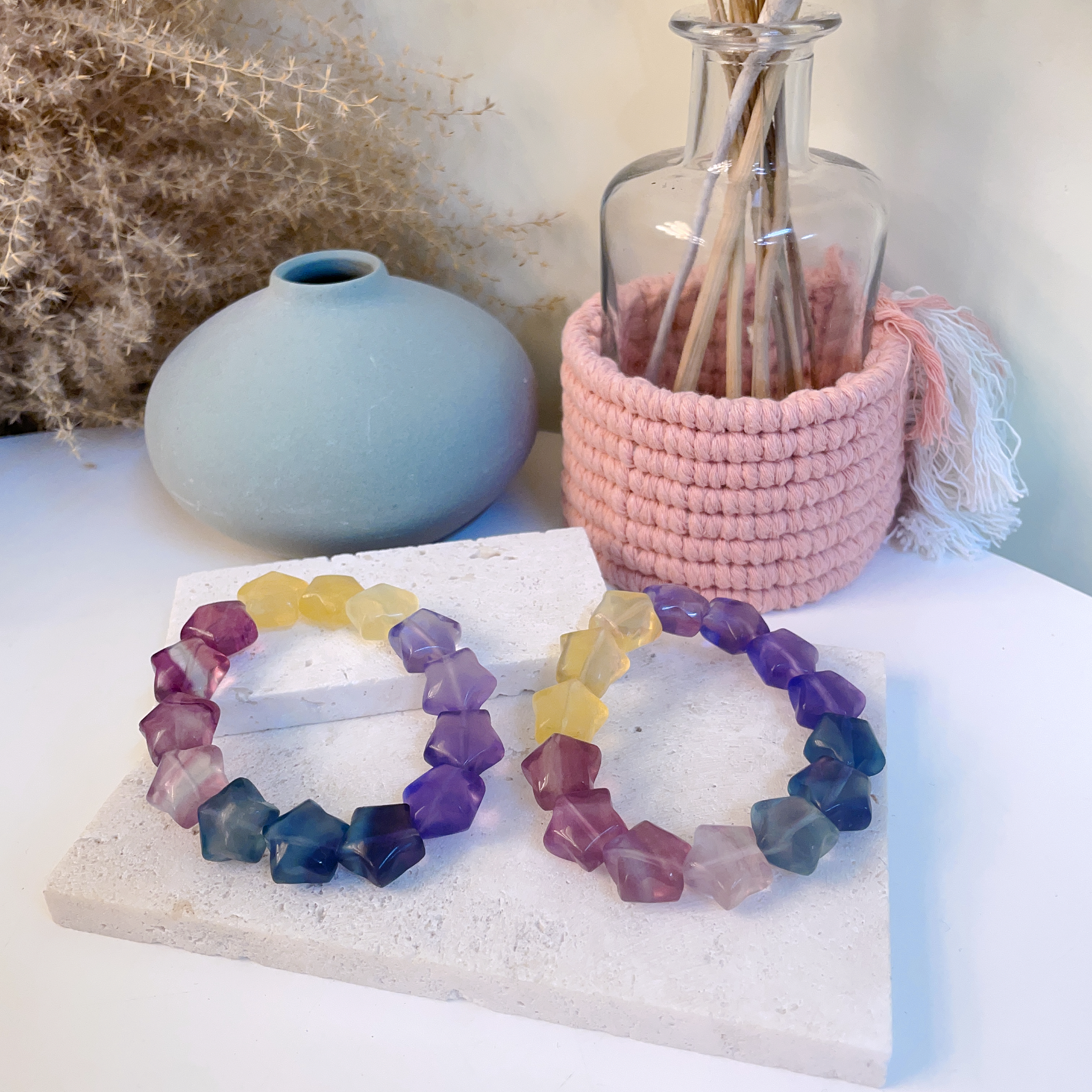 漸變瑩石星星手串 15+mm