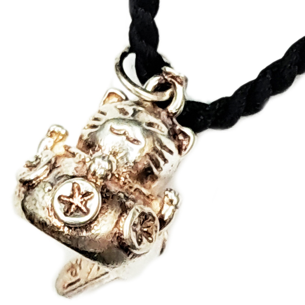 招財貓s925純銀+黑繩項鍊【十方】147672