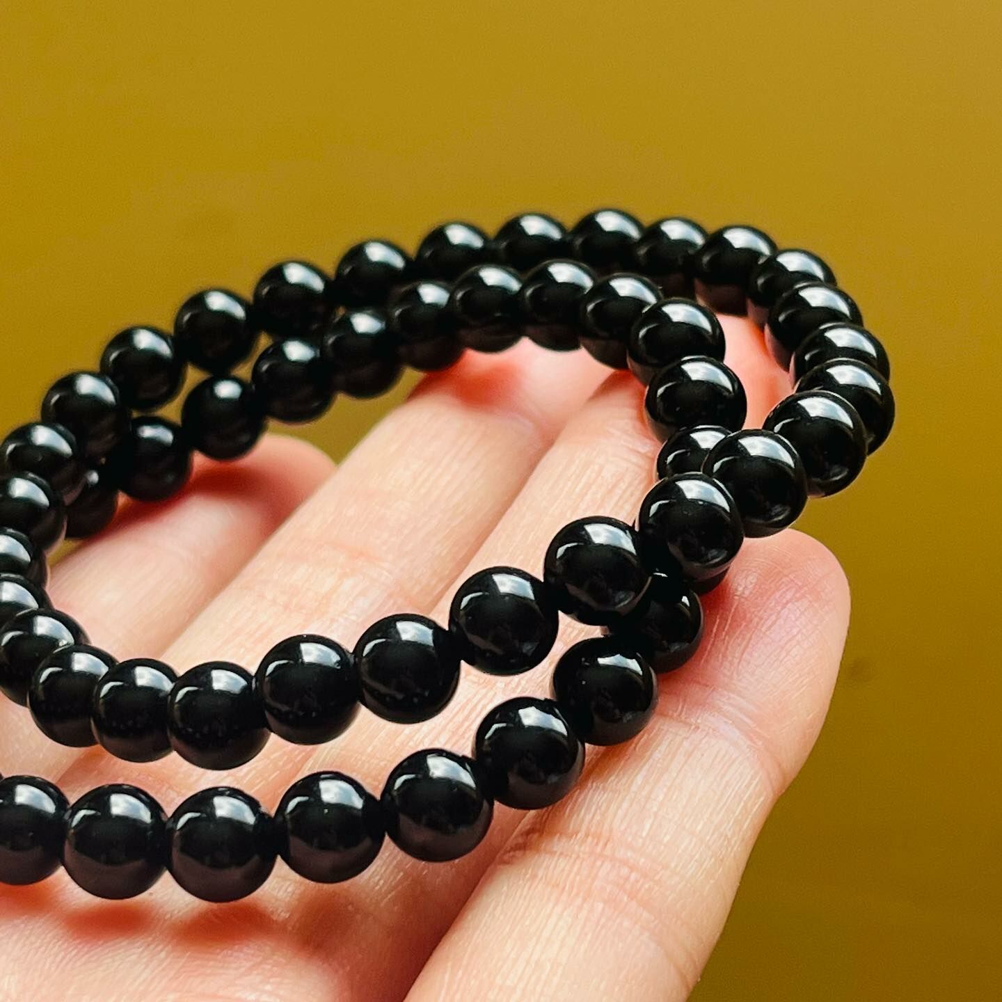 [原石] 黑曜石 水晶手串 黑色水晶手串 黑色水晶手鏈
