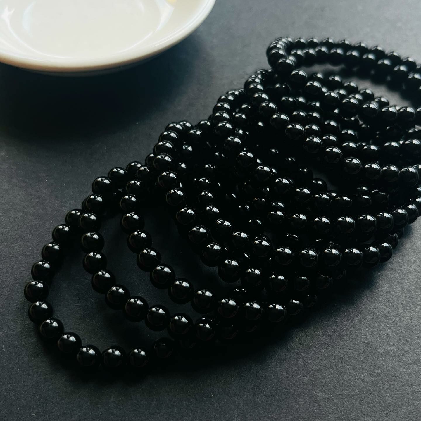 [原石] 黑曜石 水晶手串 黑色水晶手串 黑色水晶手鏈