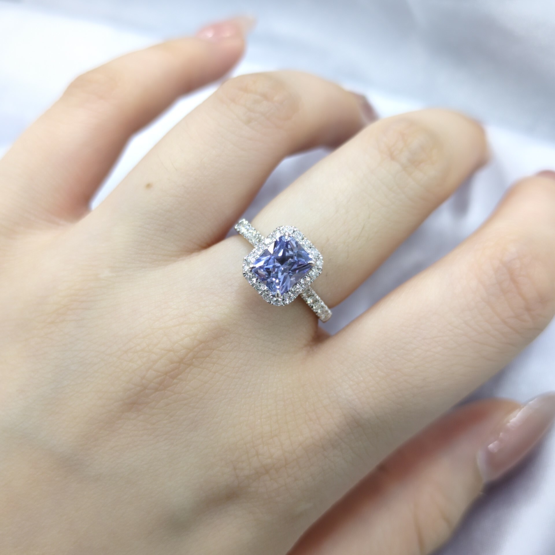 18K White Gold 1.48ct Sapphire and Diamond Ring