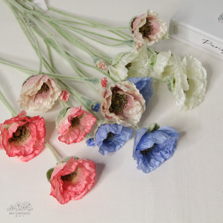 人造花 5頭罌粟花 4色
