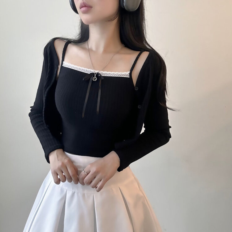 【優惠預訂】韓國LACE蝴蝶結長袖SET（3色）