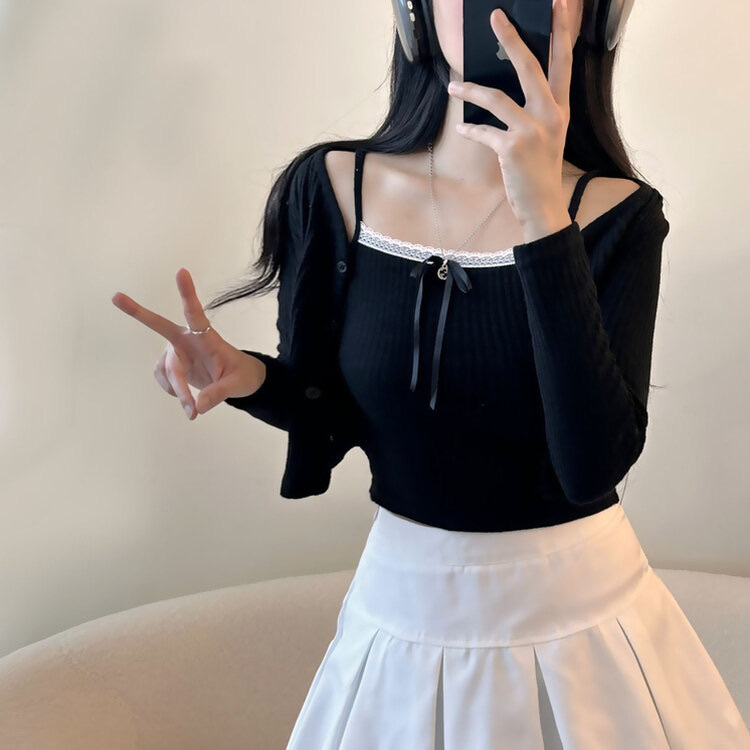 【優惠預訂】韓國LACE蝴蝶結長袖SET（3色）