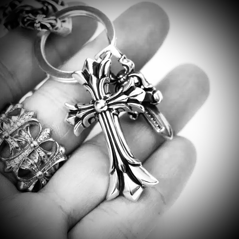 Chrome Hearts Fancy Link Key Chain With Double Cross