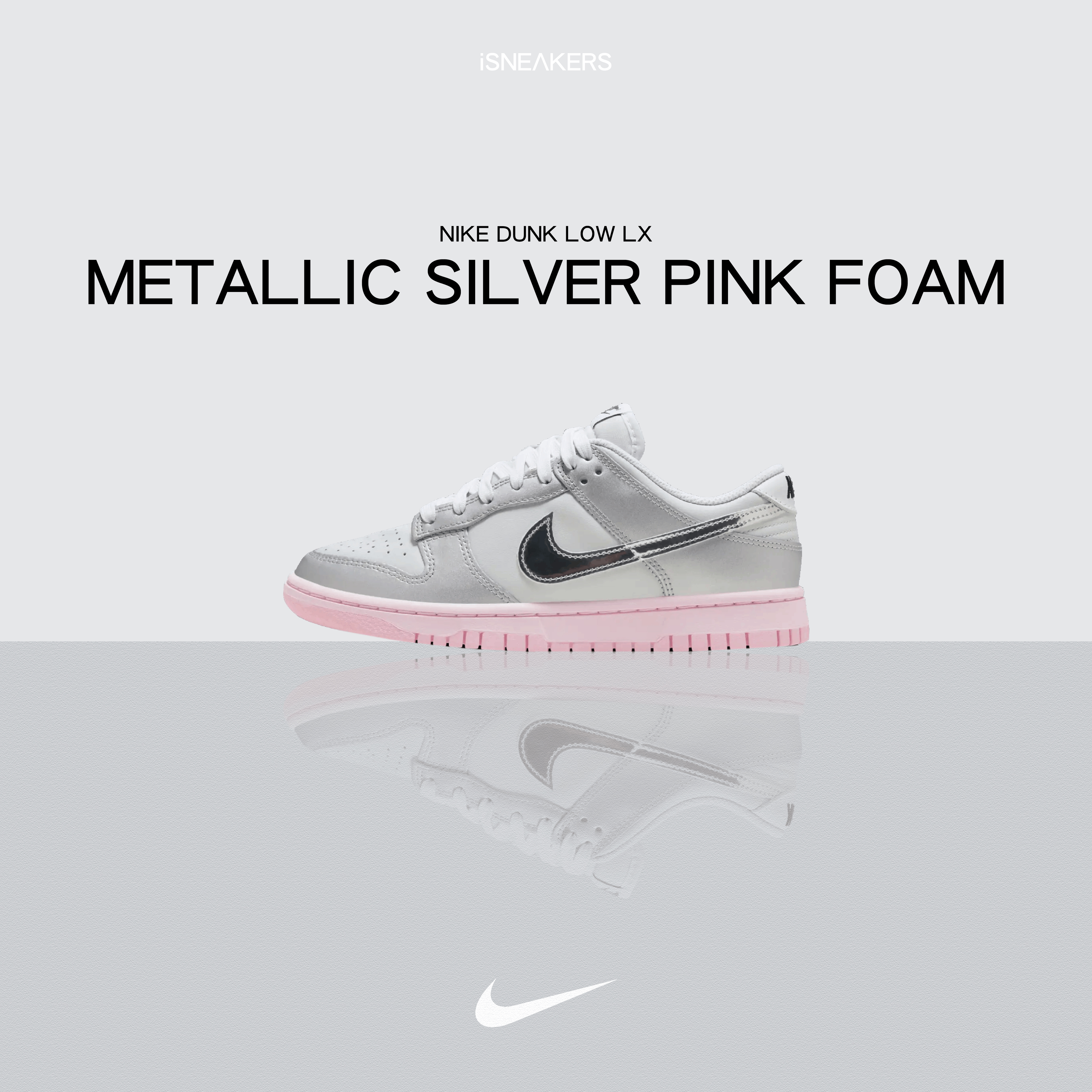 iSNEAKERS｜Nike Dunk Low LX "Metallic Silver Pink Foam" 金屬銀粉 HM3698-006