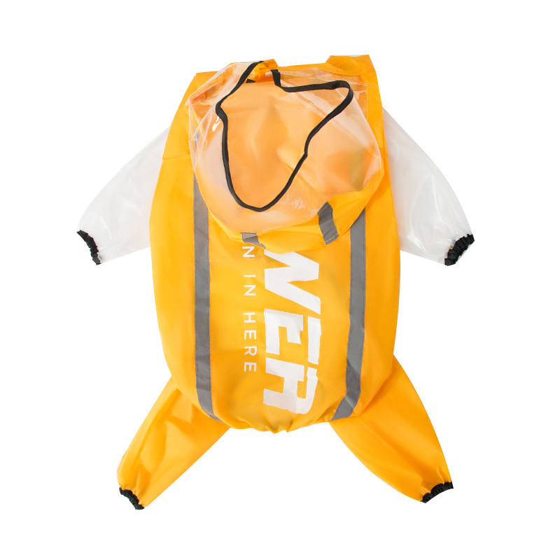 宠物衣服 大狗专用 柠檬冰沙黄 雨衣4脚