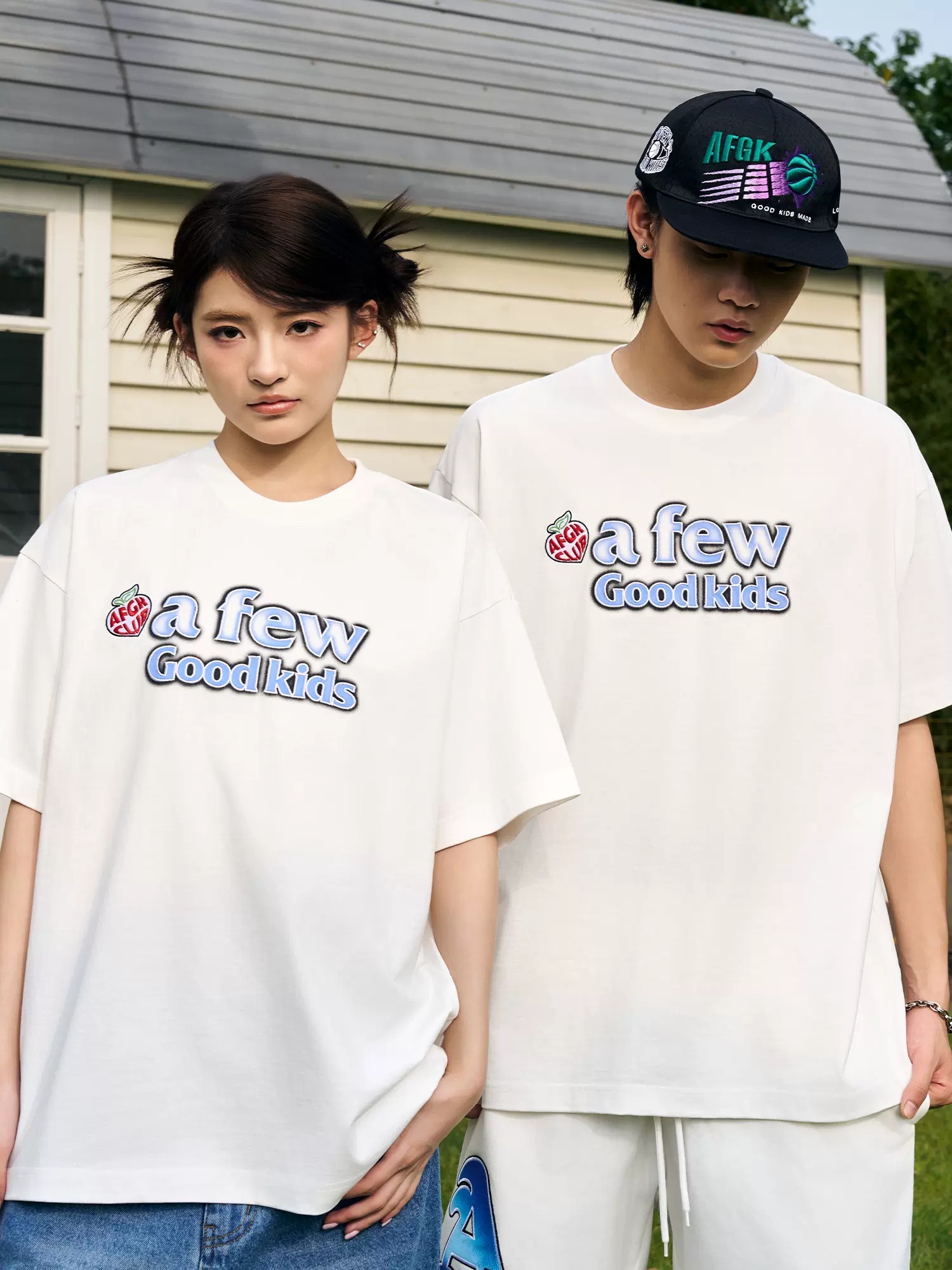 AFGK American street graffiti spray paint gradient three-dimensional font short sleeves T A FEW GOOD KIDS