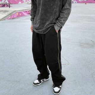 美式 街頭 復古 寬鬆 傘兵 反光條 束口 風褲