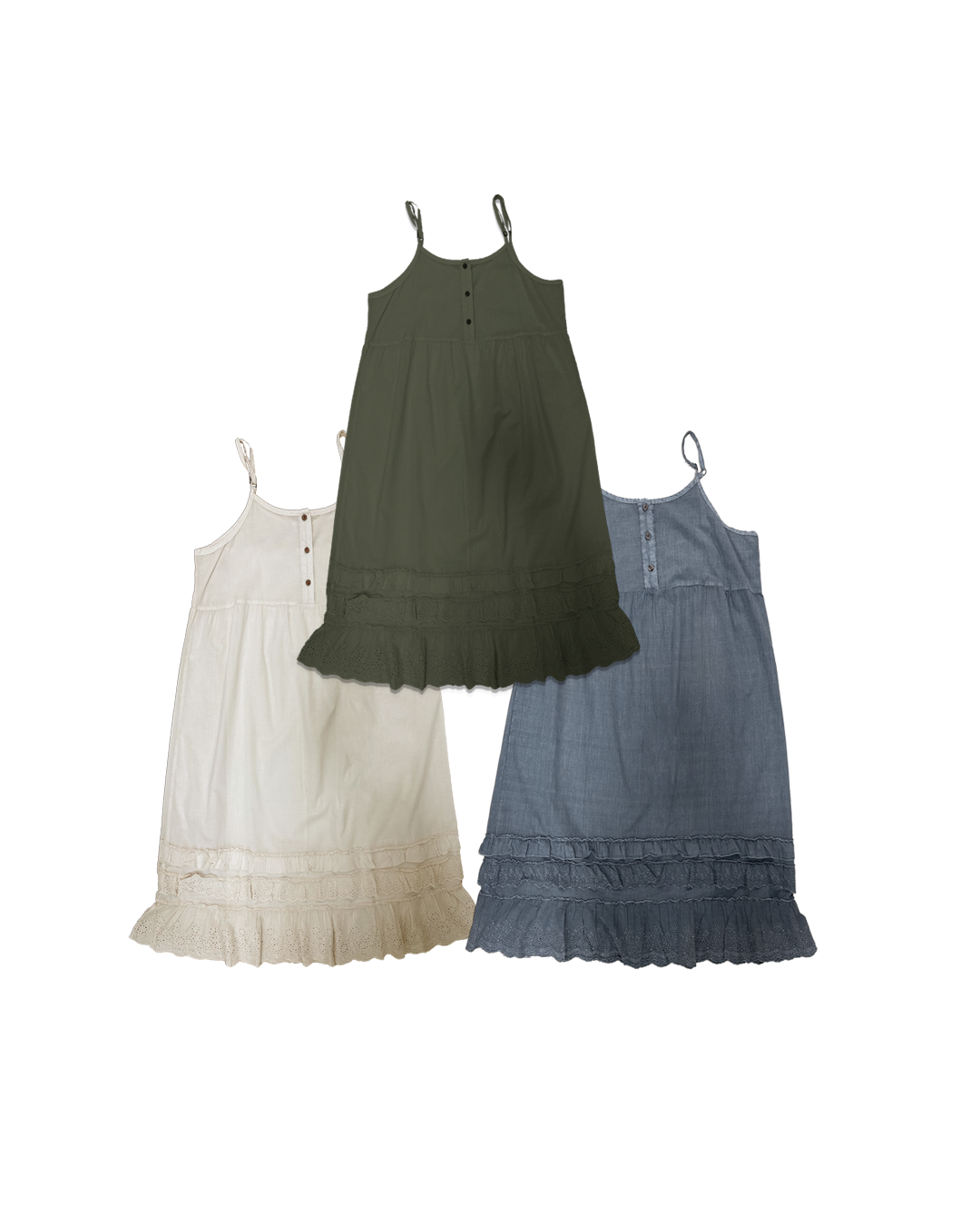 雙層通花裙邊吊帶Onepiece